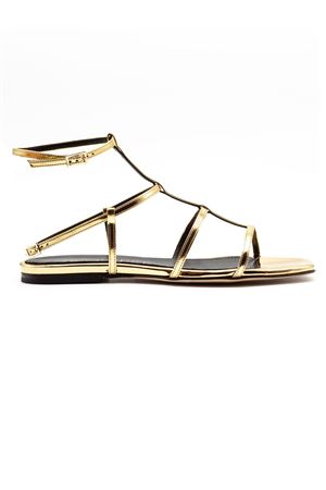 Gold metallic leather flat sandals JULIE DEE | ME600ORO